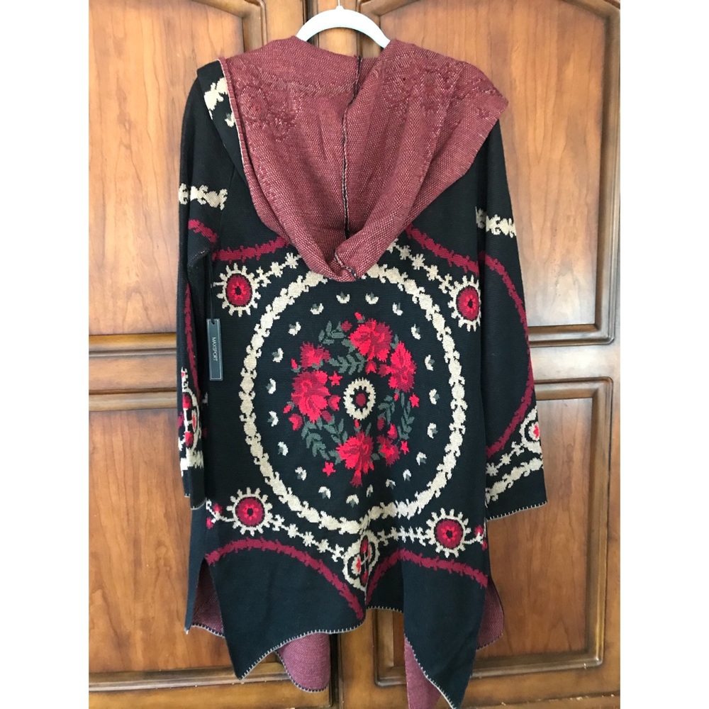 BCBG MAXSPORT Hooded Floral Cardigan